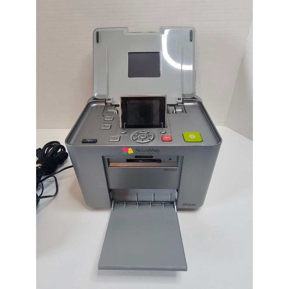 Epson PictureMate Personal Photo Lab PM 240 B382A Printer Works! Silver w/cord